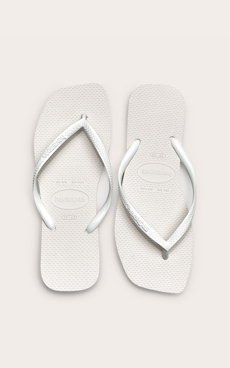 White Havaianas Slim Square Flip Flops | PrettyLittleThing IE