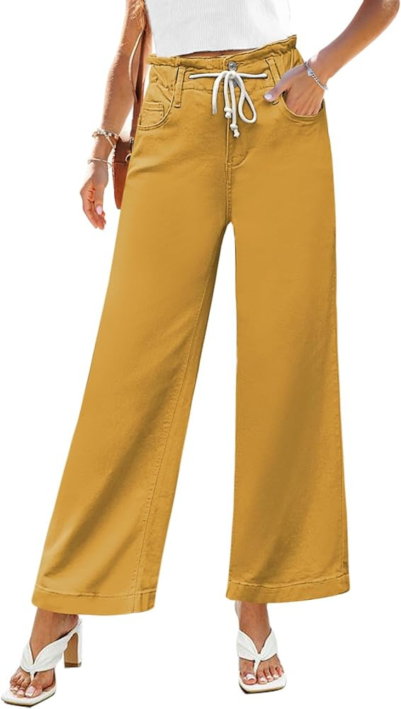 GRAPENT Wide Leg Jeans for Women Stretch High Wasited Elastic Waist Bell Bottom Baggy Y2K Pants | Amazon (US)