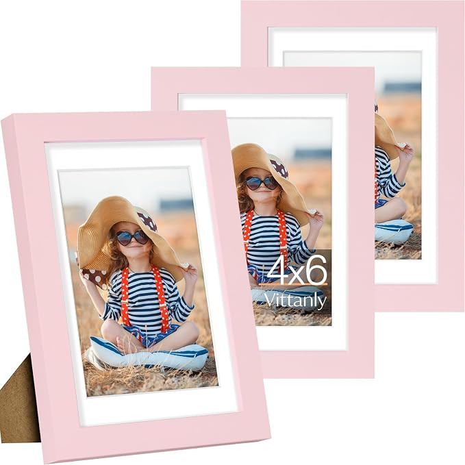Vittanly 4x6 Picture Frame Set of 3, Display Pictures 3.5x5 with Mat or 4x6 without Mat for Wall ... | Amazon (US)
