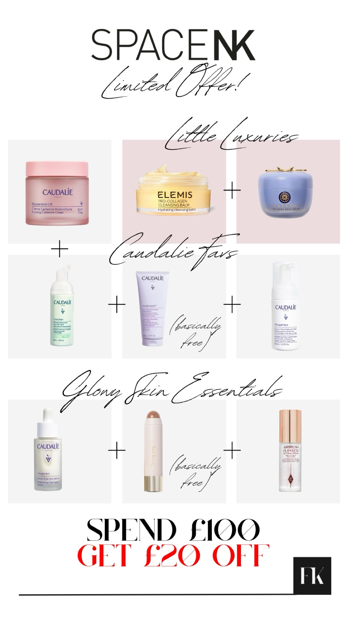 SpaceNK have a summer sale on, get £20 off for every £100 you spend! Little luxuries I love, Elemis and Tatcha, my Caudalie favs and glowy skin essentials 

#LTKsale #LTKsummer #LTKbeauty