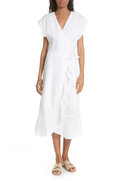 Joie Filma Back Cutout Linen Wrap Dress | Nordstrom