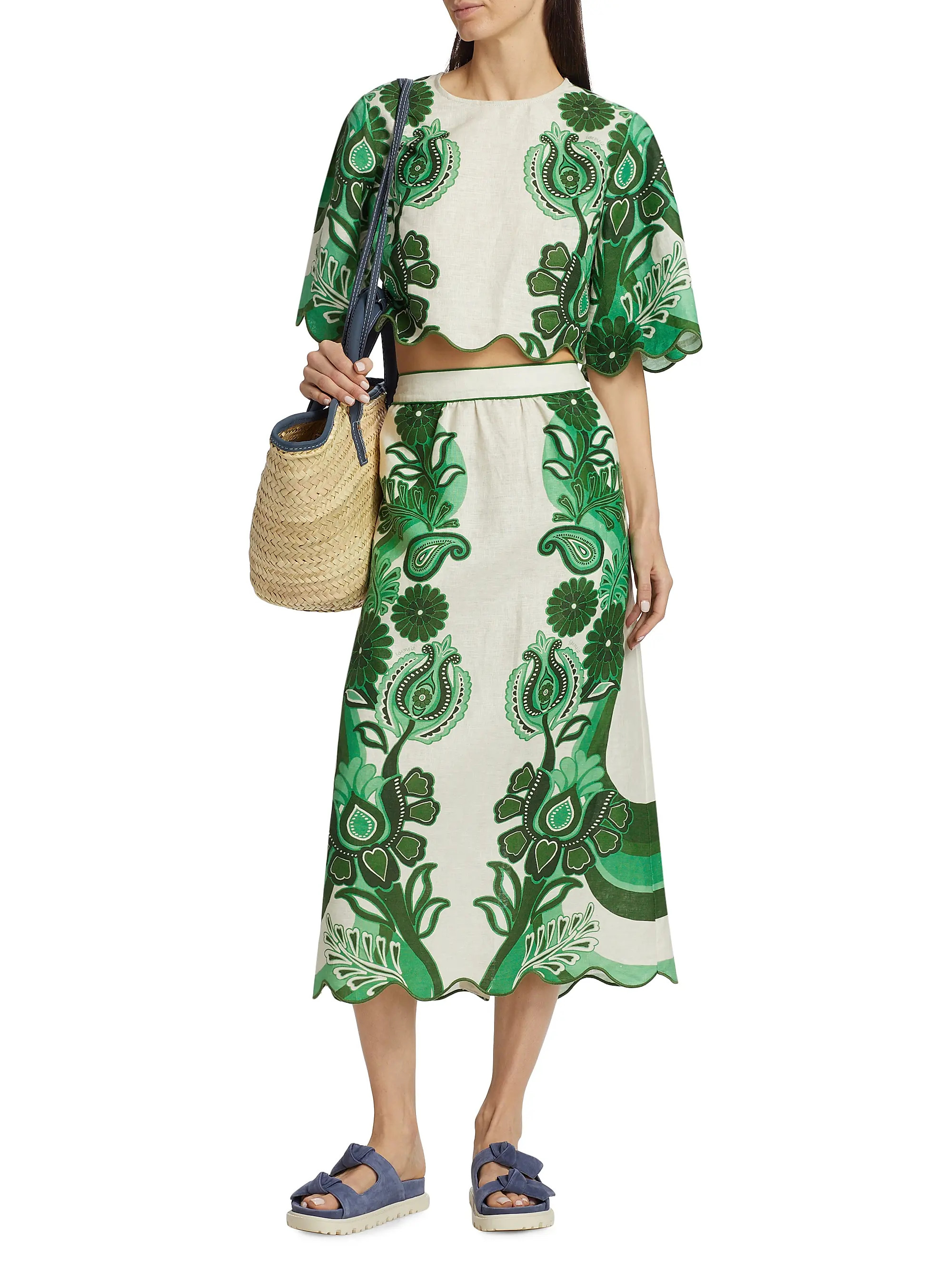 Geometric Linen Crop Top | Saks Fifth Avenue