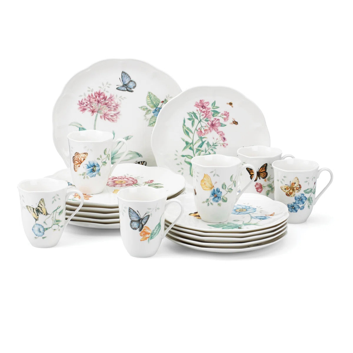 Lenox Lenox Butterfly Meadow 18-Piece Dinnerware Set, Dishwasher Safe, White (Set of 18) | Wayfair North America