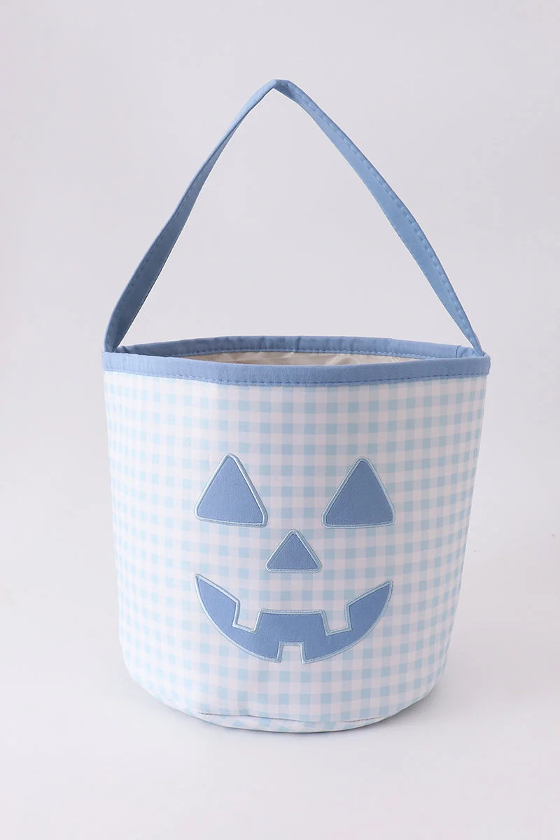 Blue Pumpkin Applique Gingham Basket | The Little Lemons Company