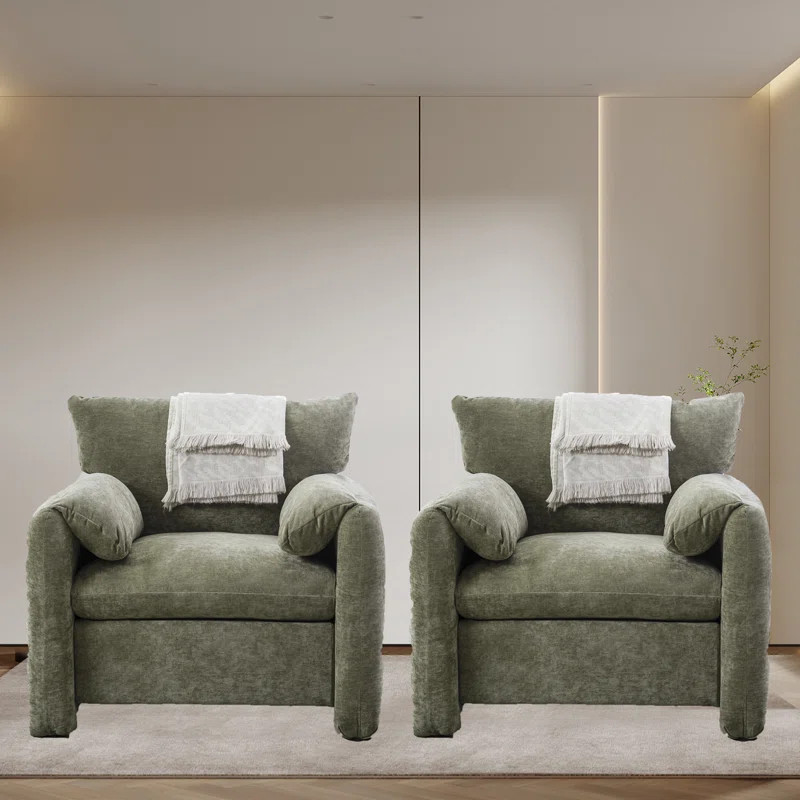 Anakah Chenille Oversized Armchair (Set of 2) | Wayfair North America
