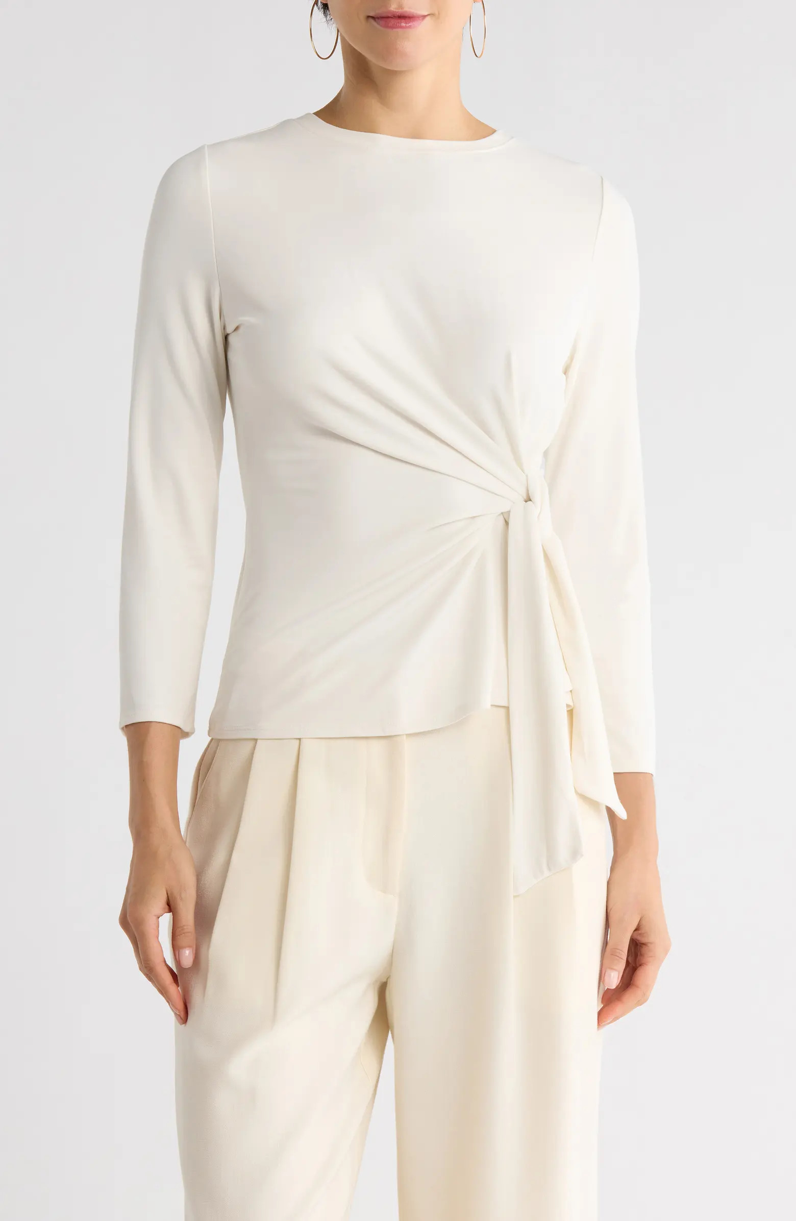 NORDSTROM RACK Three Quarter Sleeve Side Tie Knit Top | Nordstromrack | Nordstrom Rack