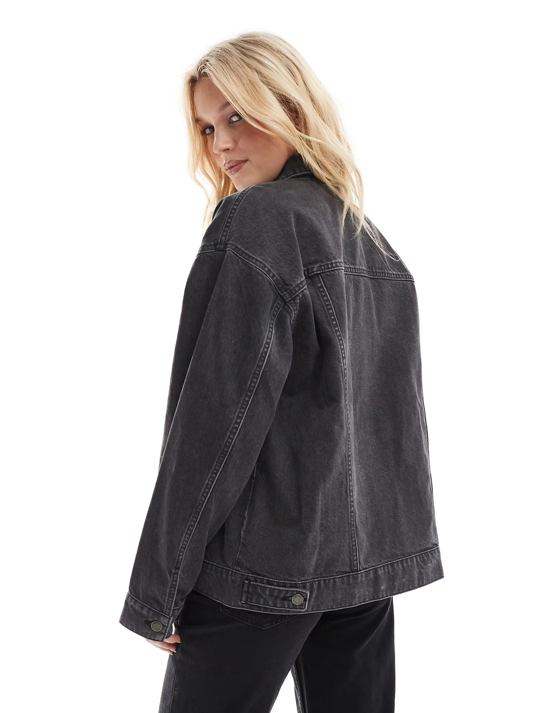 ASOS DESIGN oversize 90's denim jacket in wash black | ASOS (Global)