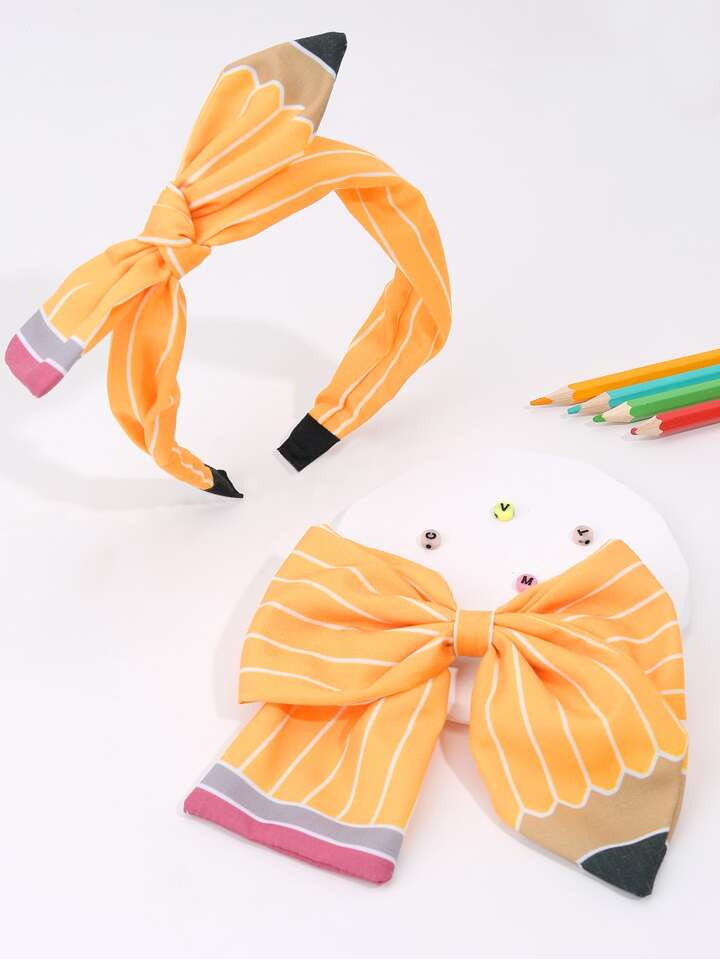2pcs Back To School Pencil Decor Elegant & Fashionable Hair Accessories Set Including Headband An... | SHEIN