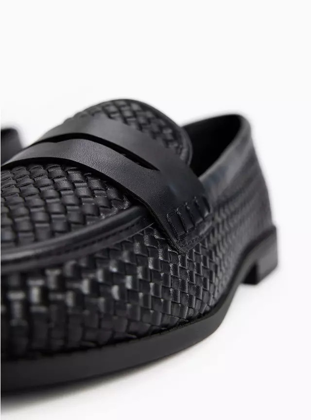 Black Weave Detail Faux Leather Loafers 4 | Tu Clothing