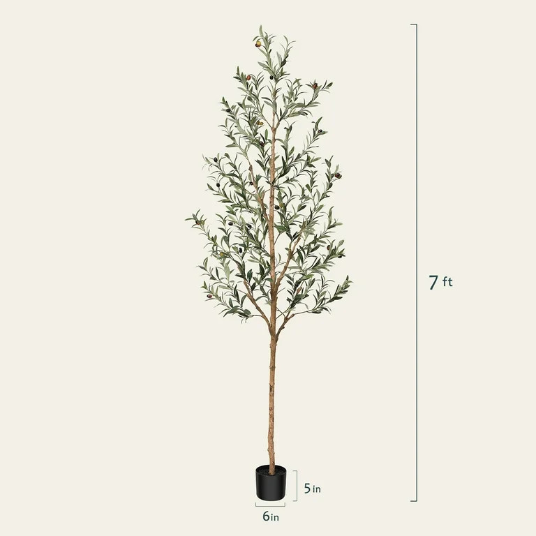 7FT Artificial Olive Tree with Fruits and Wood Branches, Potted Faux Olive Plants. 12 lb. DR.Plan... | Walmart (US)