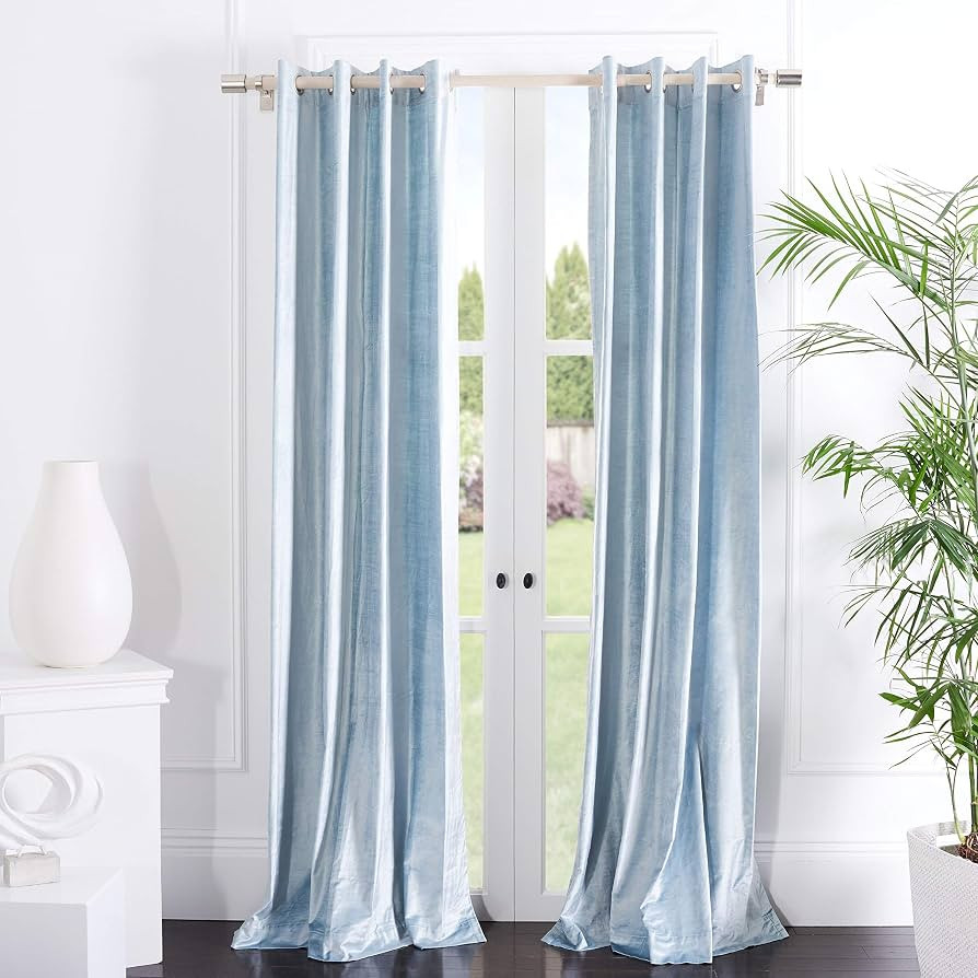 Safavieh Home Collection Creslia Soft Blue Grommet Window Panel Curtain Treatment (52" x 84") | Amazon (US)