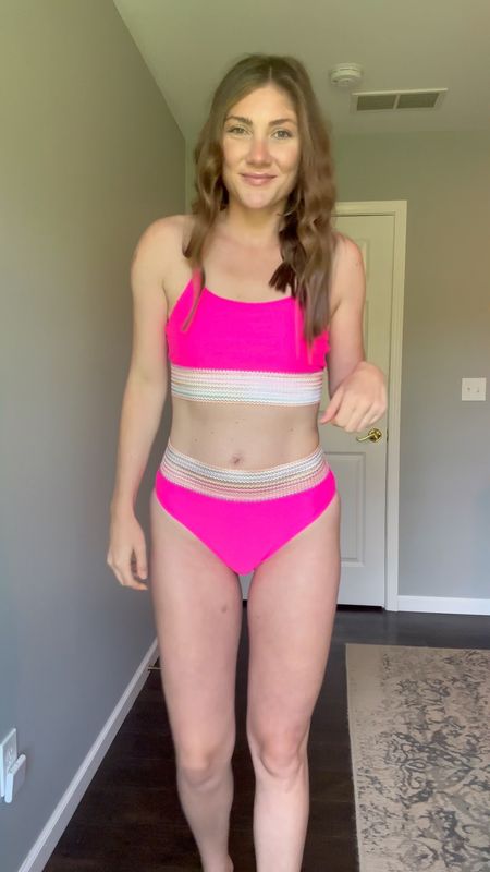 Like & comment PINK to shop. 💖 How cute is this high waisted swimsuit?! It runs true to size, has good coverage and is under $30. It also comes in a couple other colors. 

#LTKFindsUnder50 #LTKSwim #LTKParties