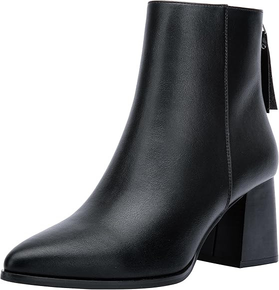 Jeossy Women's Chunky Heeled Ankle Boots, Pointed Toe Stacked Block Heel Booties | Amazon (US)