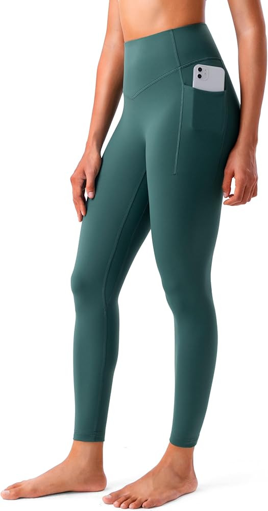 YUNOGA HugMotion No Front Seam Leggings for Women with Pockets - 25 Inches High Waisted Buttery S... | Amazon (US)