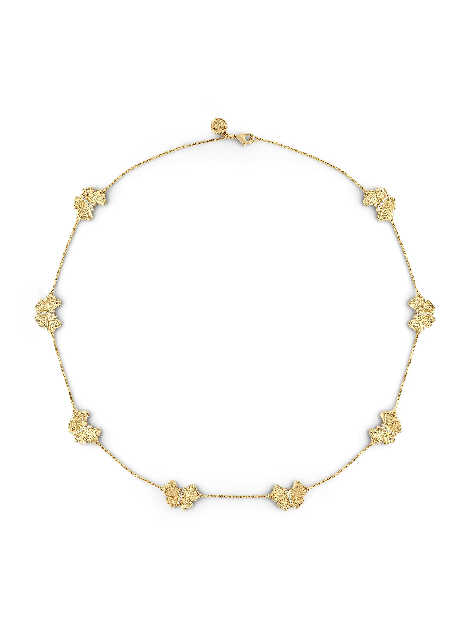Anabel Aram 18K Gold-Plated &amp; Cubic Zirconia Butterfly Station Necklace | Saks Fifth Avenue | Saks Fifth Avenue
