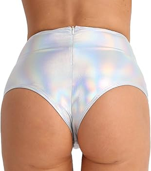YiZYiF Women's Metallic High Waisted Booty Shorts Rave Dance Zipper Underpants | Amazon (US)
