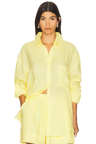 Linen Woven Shirt in Yellow | Revolve Clothing (Global)