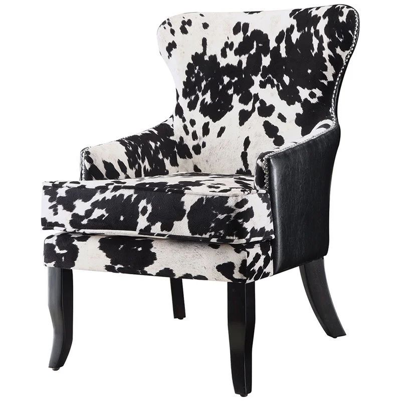 Pemberly Row Cowhide Print Accent Chair in Black and White | Walmart (US)