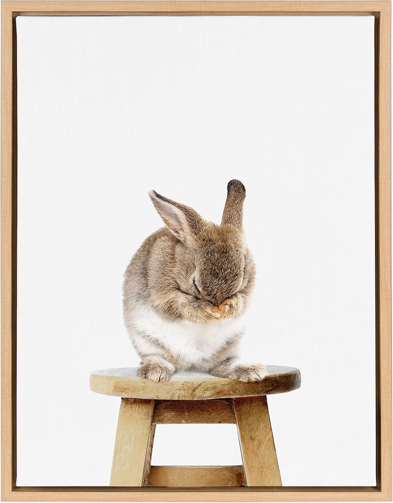 Kate and Laurel Sylvie Shy Bunny Rabbit Animal Print Portrait Framed Canvas Wall Art by Amy Peter... | Amazon (US)