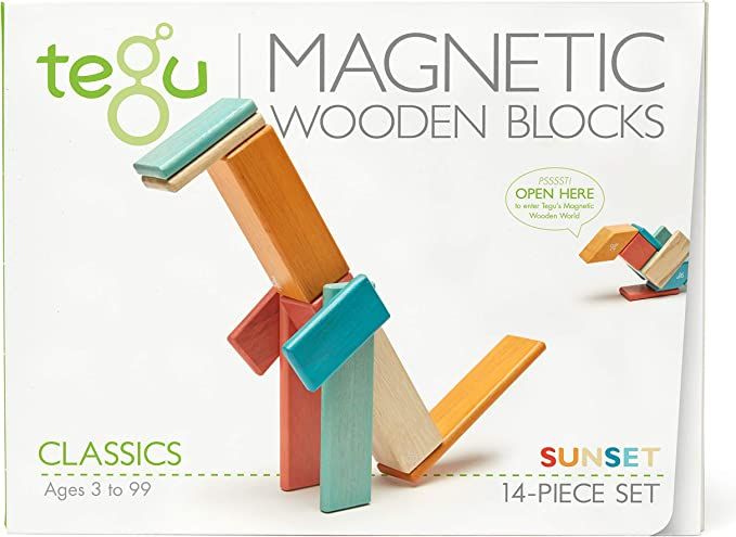 14 Piece Tegu Magnetic Wooden Block Set, Sunset | Amazon (US)