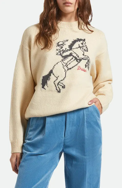 Brixton Ranching Club Crewneck Sweater in Whitecap at Nordstrom, Size Small | Nordstrom