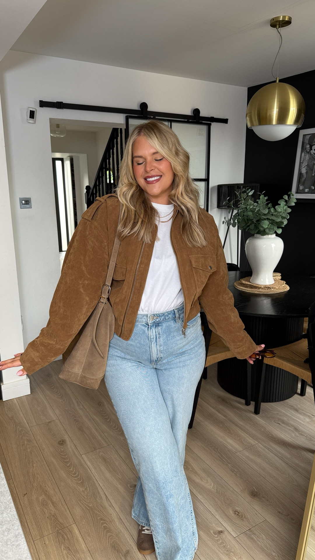 A simple 90s trend outfit - basic white tee, tan suede bomber jacket, well fitting jeans. Adidas spezials and some gorge jewellery! It’s simple and it works every time! 🙌🏻

#LTKstyletip #LTKautumn #LTKuk