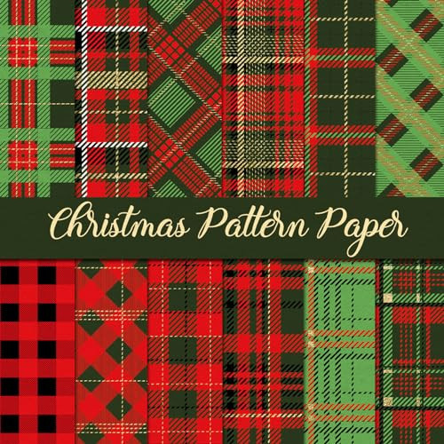 Whaline 24Pcs Christmas Pattern Paper Plaid Scrapbook Specialty Paper Red Green Double Sided Deco... | Amazon (US)