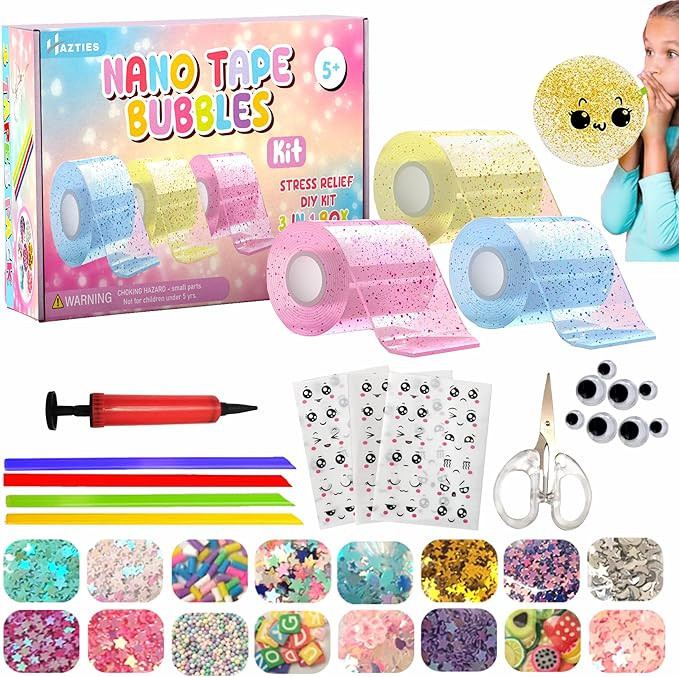 Hazties Nano Tape Bubble Kit for Kids, DIY Craft Bubble Tape Kit with Step-by-Step Video Tutorial... | Amazon (US)