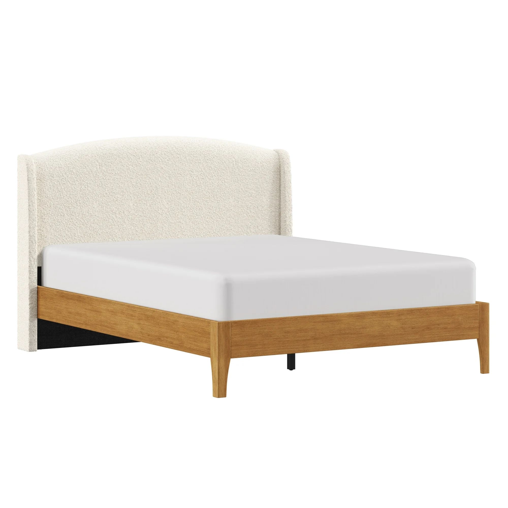 Better Homes & Gardens Springwood Upholstered Queen Bed, Shearling and Light Honey Finish - Walma... | Walmart (US)