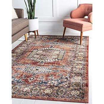 Unique Loom Utopia Collection Traditional Geometric Tribal Warm Tones Terracotta Area Rug (8' 0 x... | Amazon (US)