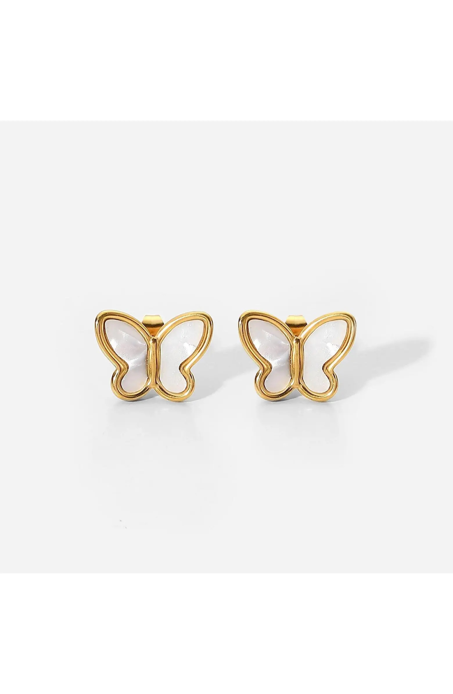 Butterfly Stud Earrings Featuring Mother of Pearl Inlay | Nordstrom
