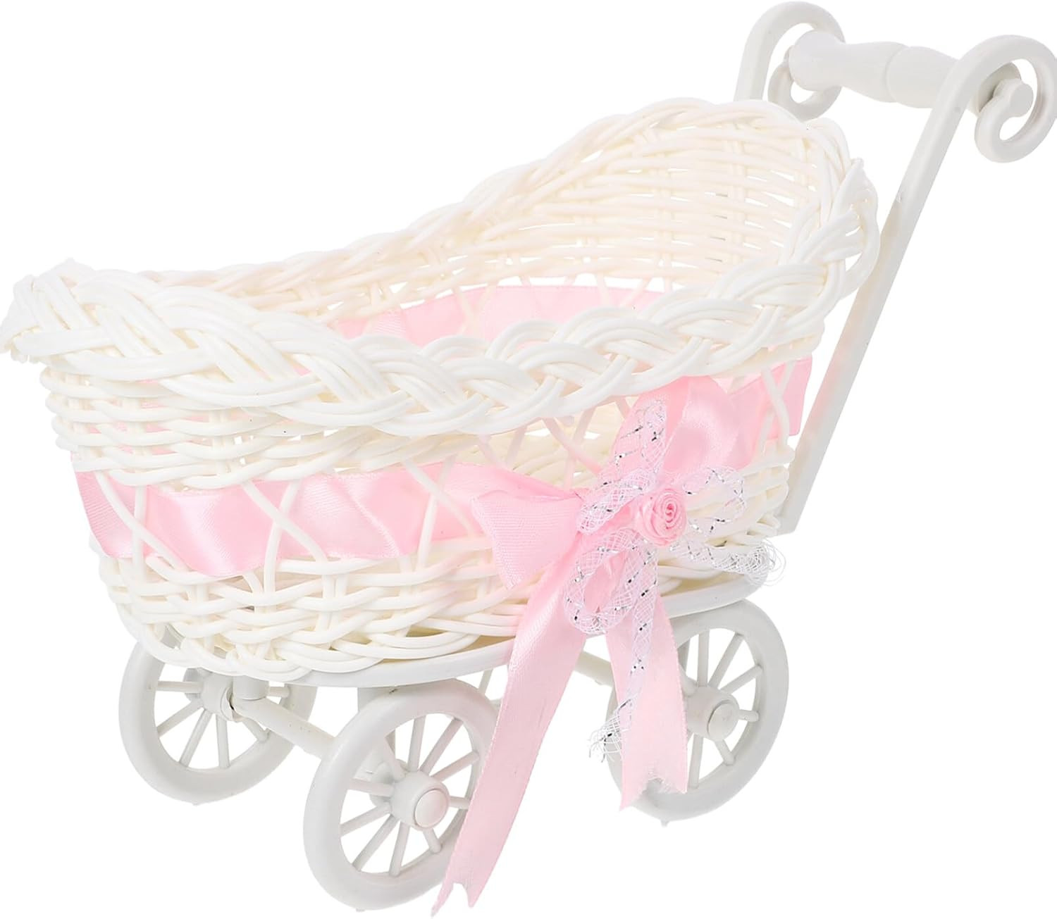 Mini Wicker Stroller Decoration Rattan Doll Carriage Woven Candy Basket Centerpiece Decor for Bab... | Amazon (US)