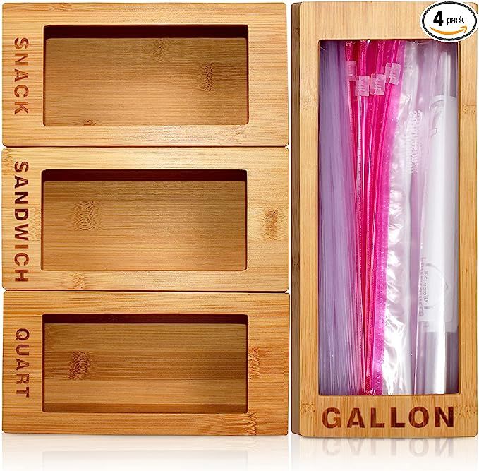 Bamboo Baggie Organizer - Plastic Bag Organizer for Drawer - Plastic Bag Holder - Food Storage Ba... | Amazon (US)