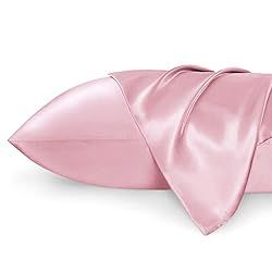 Bedsure Satin Pillowcase for Hair and Skin Queen - Pink Silk Pillowcase 2 Pack 20x30 inches - Sat... | Amazon (US)