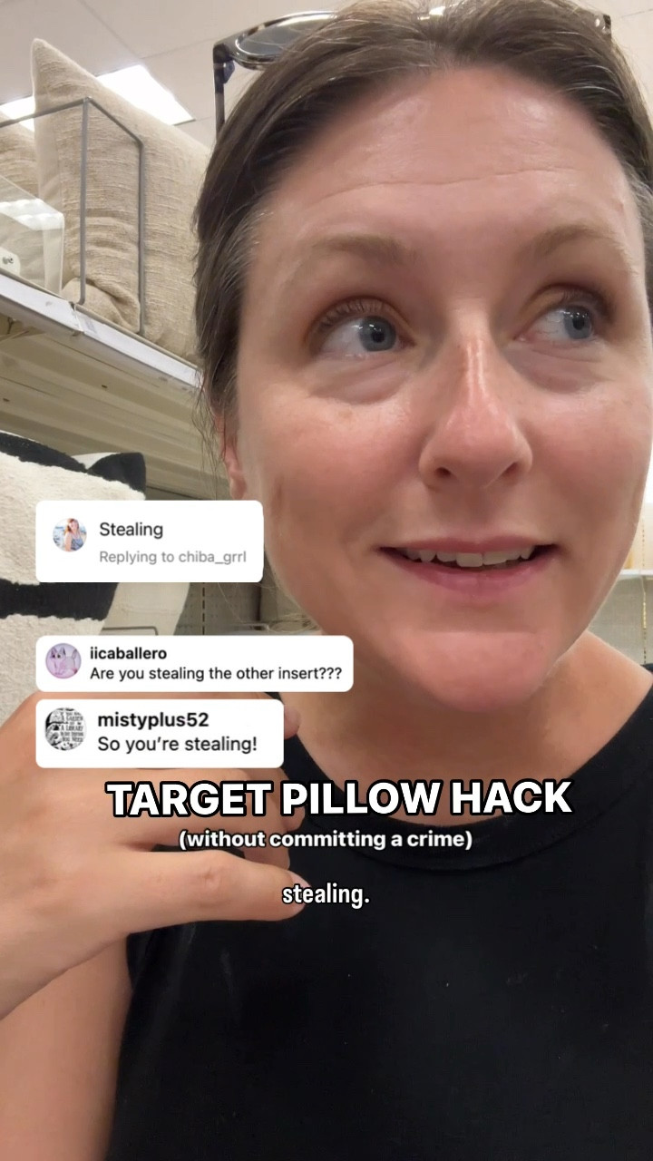 Target home decor find that’s also an Amazon home find! 🎯 Let’s try this again… I would like to be really clear; I have not ever, and will not in the future, condone stealing 🤣 

Target has some really great pillowcases that look designer but are super cost efficient. Their pillow inserts however… not so much. So I like to get their pillowcases and then swap them with these higher quality inserts from Amazon to really get a full, designer look… without getting picked up by security.  ✅

#LTKSaleAlert #LTKVideo #LTKHome