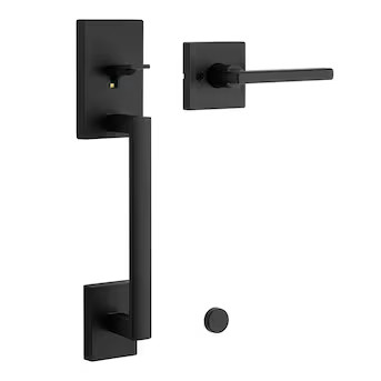 Kwikset Signature Series San Clemente Matte Black Entry Door Handleset with Halifax Lever | Lowe's