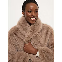 Mocha Faux Fur Oversized Short Coat | George at ASDA