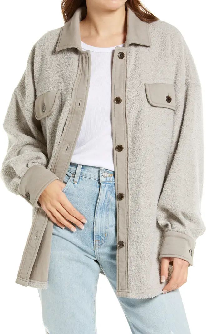 Treasure & Bond Mixed Media Seam Cotton Blend Shirt Jacket | Nordstrom | Nordstrom