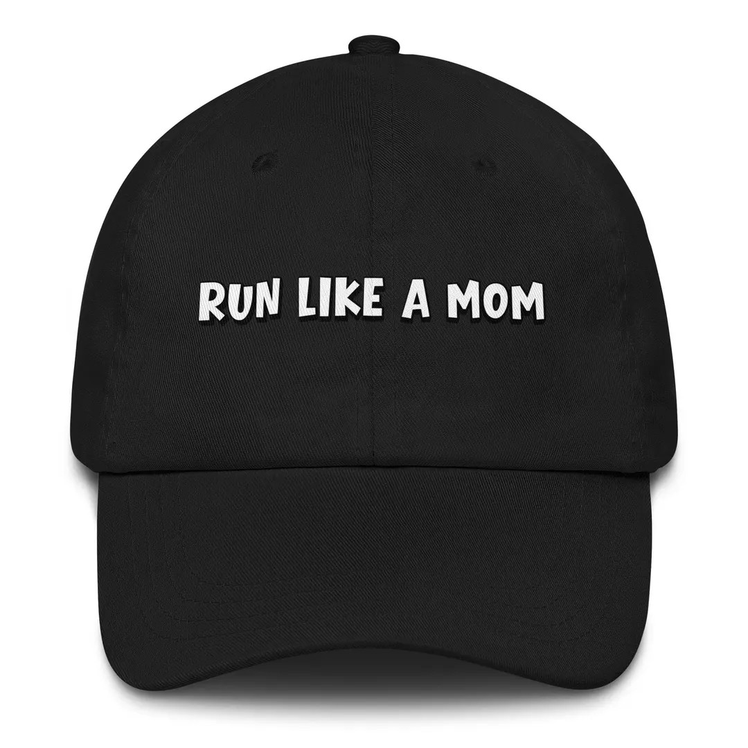 Run Like A Mom Embroidered Cotton Twill Dad Hat - Etsy | Etsy (US)