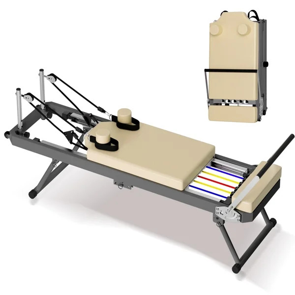 "Foldable Pilates Reformer Machine - Commercial-Grade Core Bed with 5 Resistance Bands & Springs,... | Walmart (US)