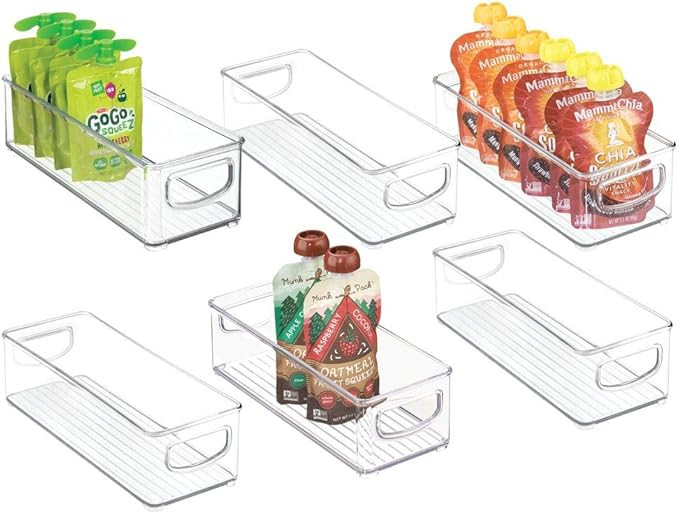 mDesign Stackable Plastic Kitchen Pantry Cabinet, Refrigerator or Freezer Food Storage Bins with ... | Amazon (US)