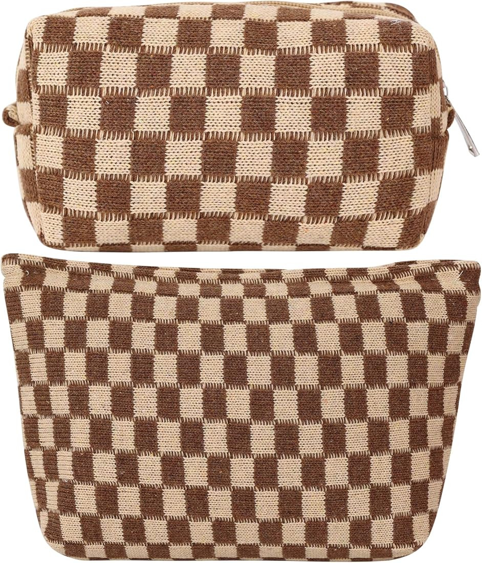 Makeup Bag Cosmetic Bag for Women,1Pcs Large Capacity Makeup Bags and 1Pcs Pencil Case Makeup Bru... | Amazon (US)