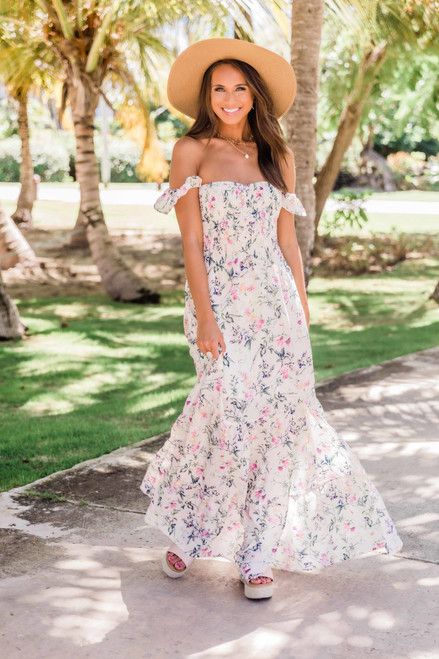 Garden Of Daydreams Maxi Dress Ivory | The Pink Lily Boutique