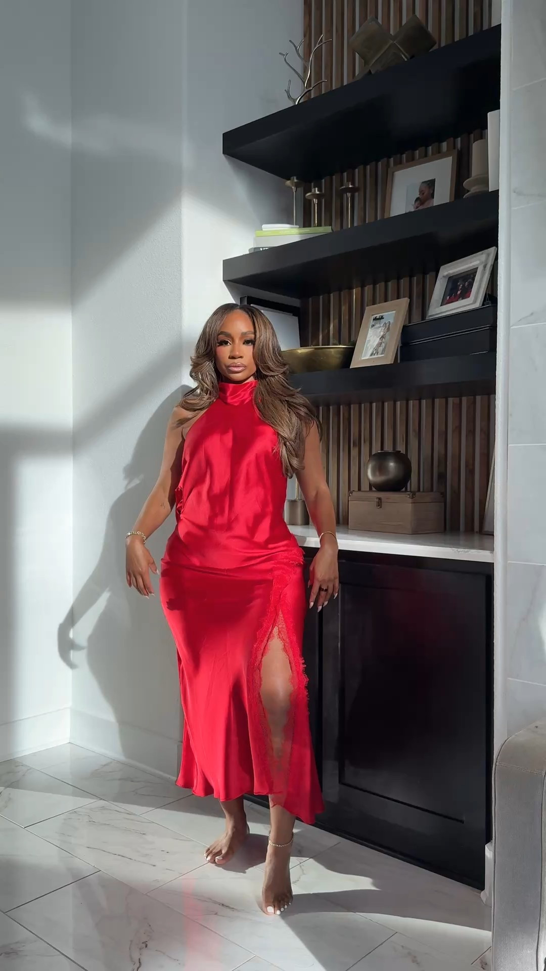 valentines day outfit women! Satin dress with lace trimming detail! 

#LTKootd #LTKValentine