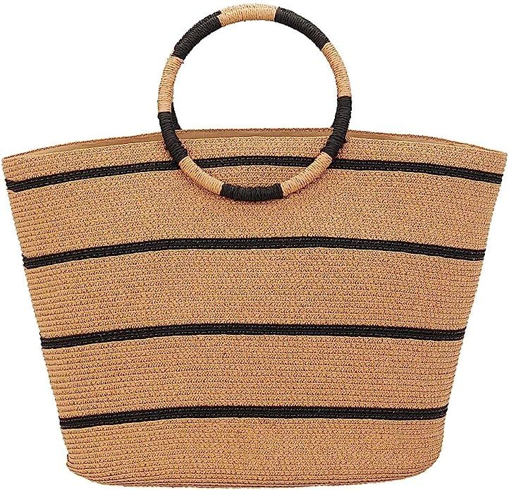 Straw Tote Bags for Women 2023 Straw Tote Summer Bag for Beach Straw Woven Beach Basket Bag Straw... | Amazon (US)