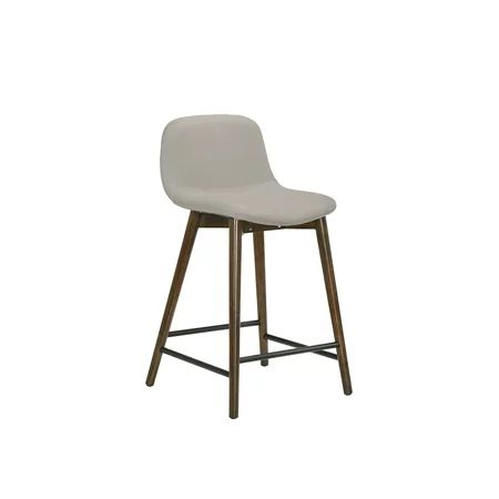 Casabianca Furniture Stellar Bar Stool In Light Gray Leather With Walnut Wood Legs. | Walmart (US)
