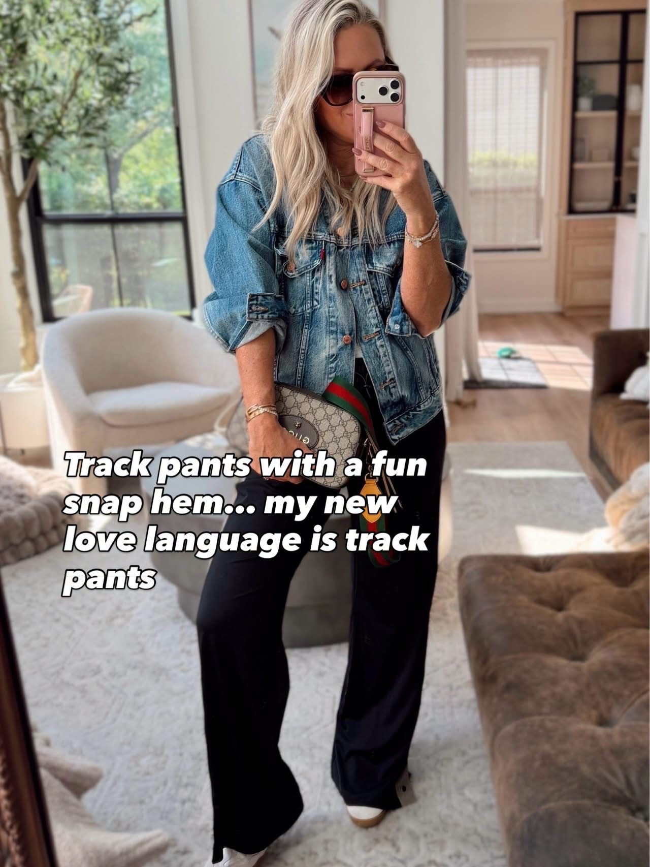 Casual sports mom OOTD! New in track pants with snaps on bottom & beautiful material! Available for pre order ! 🤌🏼💯
TTS in everything!

 Sports mom. Fall style. Fall outfit. Travel outfit track pants.

#LTKTravel #LTKActive #LTKmomlife