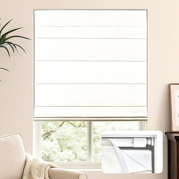 LazBlinds No Tools No Drill Cordless Roman Shades for Windows, Custom Cut to Size Blackout Therma... | Amazon (US)