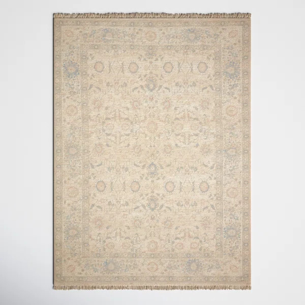 Amanda Handmade Flatweave Natural/Blue Rug | Wayfair North America