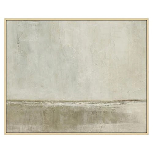 Mavrex Coastal Beach Grey Abstract Champagne Frame Painting - 42x52 | Kathy Kuo Home